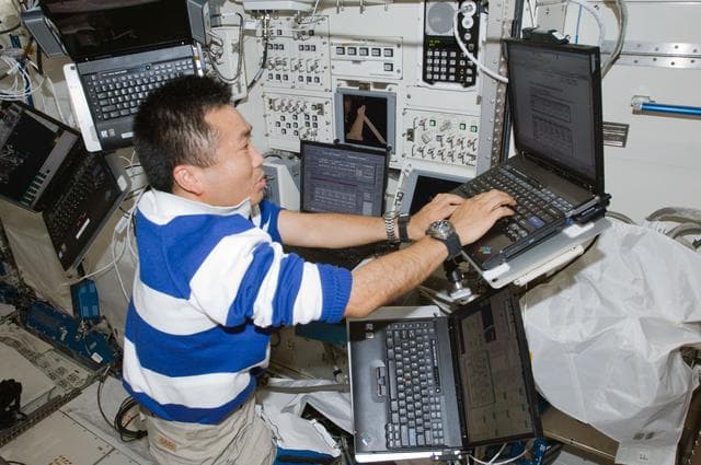 NASA image: Japanese Remote Manipulator System (JEM-RMS) Checkout at Robotics Workstation (RWS)