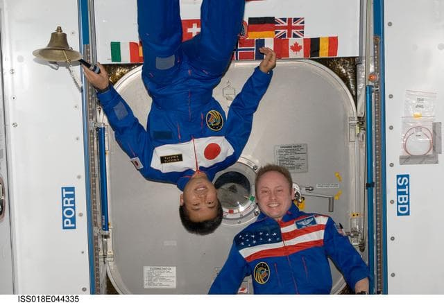 NASA image: Expedition 18 Group photo with Wakata and Fincke in Node 2 Harmony
