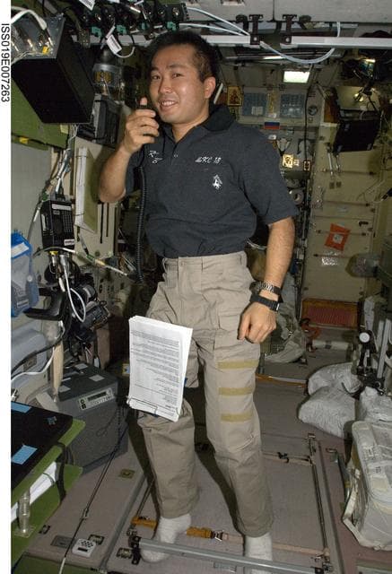 NASA image: Wakata during HAM radio session