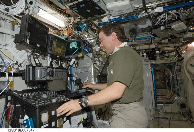 NASA image: Barrett at SSRMS controls