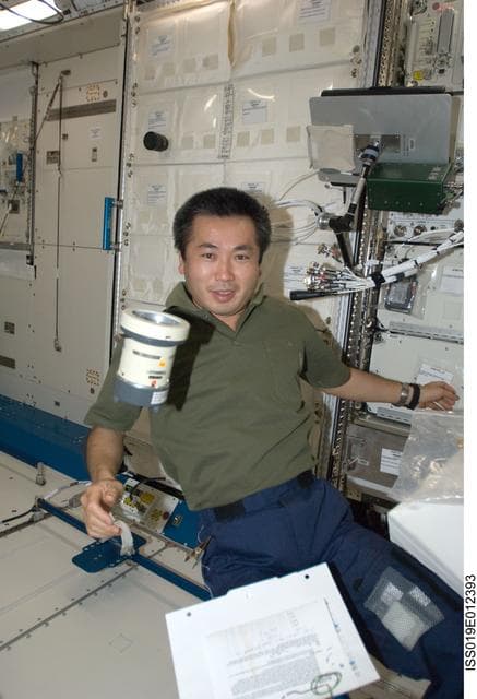 NASA image: Wakata prepares for Surface Sample Kit (SSK) Collection/Incubation