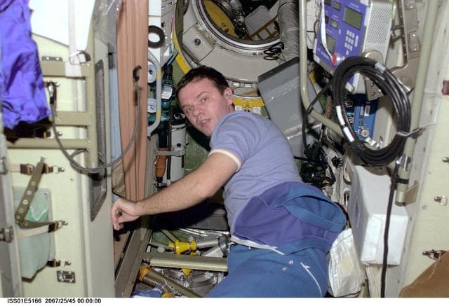 NASA image: Gidzenko in Service Module WMC