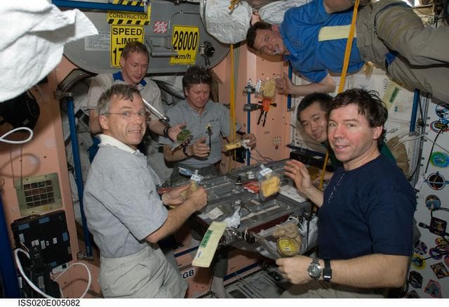 NASA image: Expedition 20 crew during meal