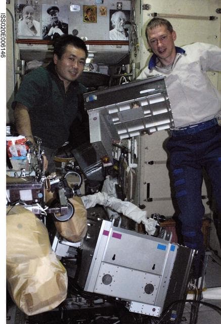 NASA image: Wakata and De Winne  in Service Module