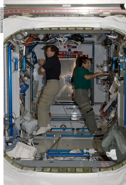 NASA image: Barratt and Wakata in Node 2