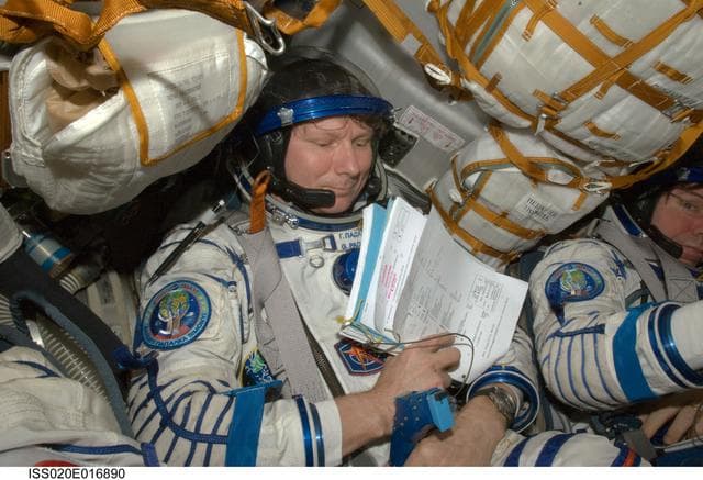 NASA image: Padalka during  Soyuz TMA-14 relocation