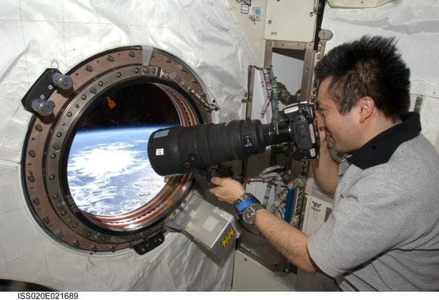 NASA image: Wakata in JPM with camera