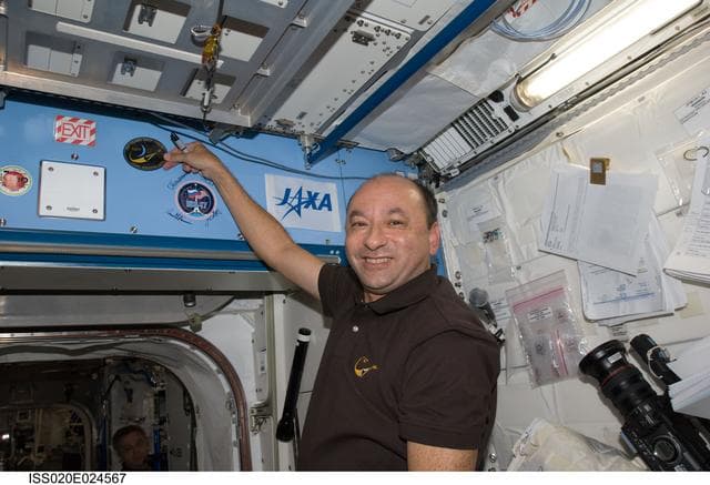 NASA image: Polansky with STS-127 patch in JPM