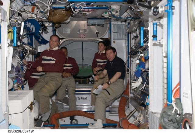 NASA image: STS-128 and Expedition 20 crew in JPM