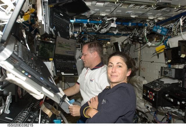 NASA image: EVA2 - Ford and Stott at SSRMS controls