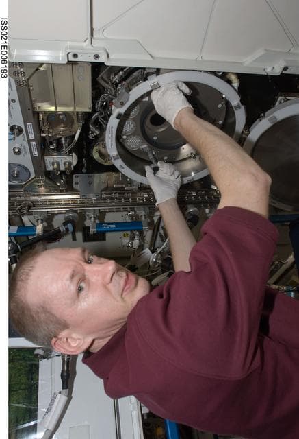 NASA image: CDR Frank De Winne during MSRR Commissioning Activities