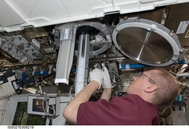 NASA image: CDR Frank De Winne during MSRR Commissioning Activities