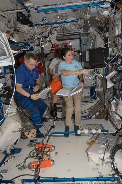 NASA image: Expedition 21 Crew Members participate in Fire Drill/OBT