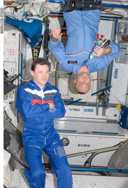 NASA image: Expedition 21 Crew Members participate in PAO Interview in the Node 2