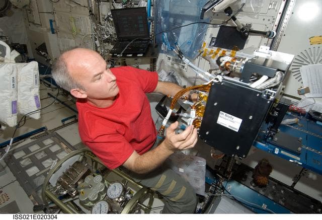 NASA image: Williams working on the JAXA MS (Marangoni Surface) Experiment
