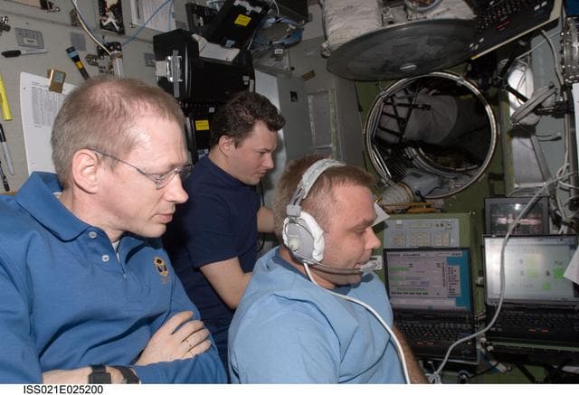 NASA image: MRM2/Poisk Approach and Docking Procedures