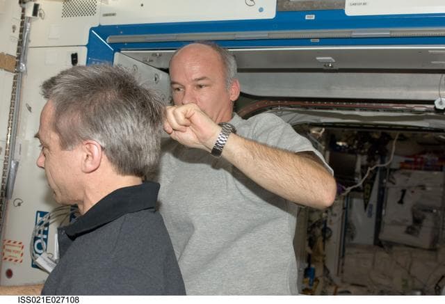 NASA image: Expedition 21 Crew Haircuts