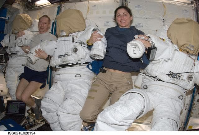 NASA image: Expedition 21 Crew Members pose for a photo in the Columbus Module