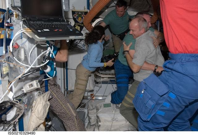 NASA image: Expedition 21 and STS-129 Crew Members in the Node 2