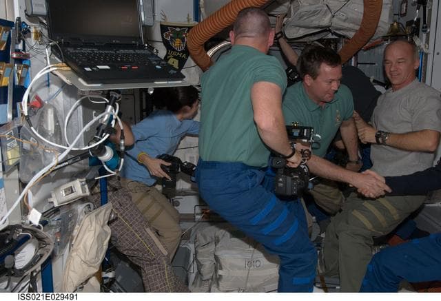 NASA image: Expedition 21 and STS-129 Crew Members in the Node 2
