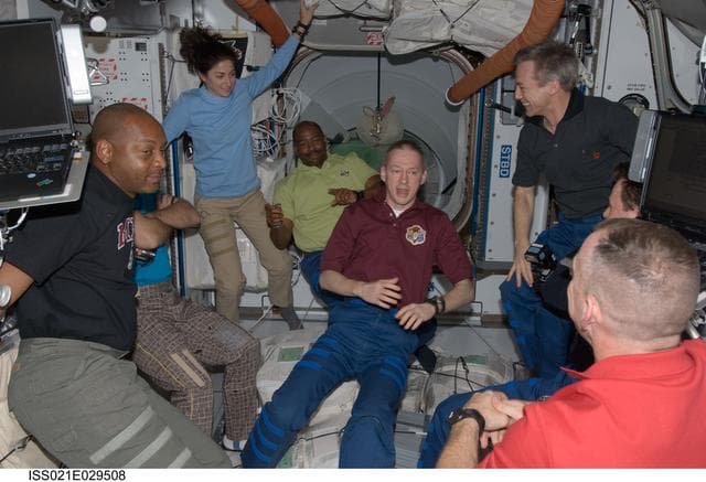 NASA image: Expedition 21 and STS-129 Crew Members in the Node 2