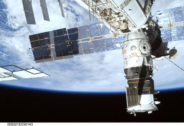 NASA image: Exterior view of ISS taken during EVA1