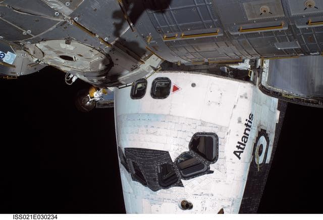 NASA image: View of ISS and Atlantis taken during EVA1