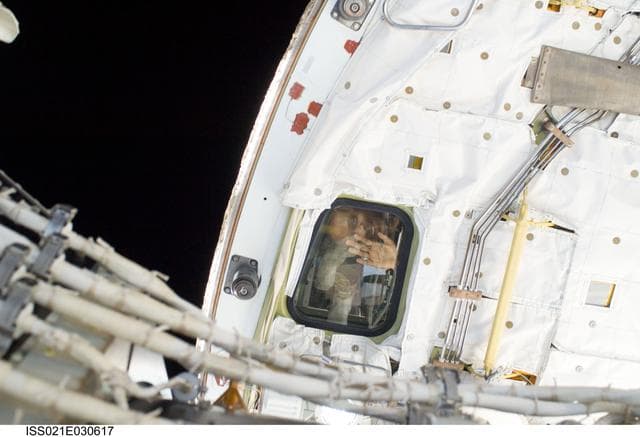 NASA image: Exterior view of Atlatis Flight Deck taken during EVA2