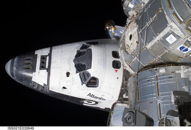 NASA image: View of Atlantis docked to the ISS