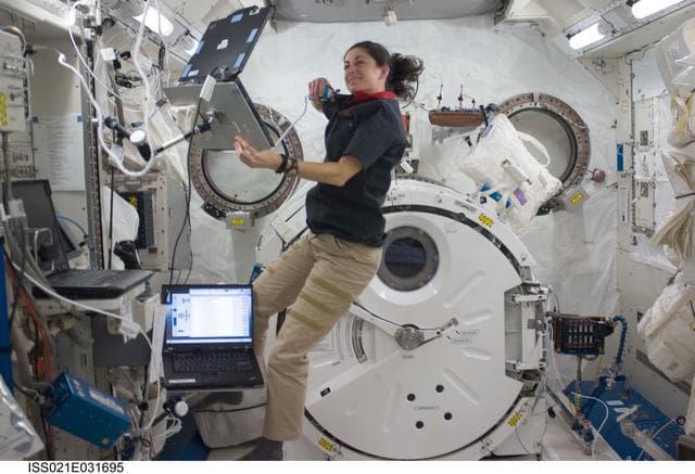 NASA image: View of FE Stott working in the JPM