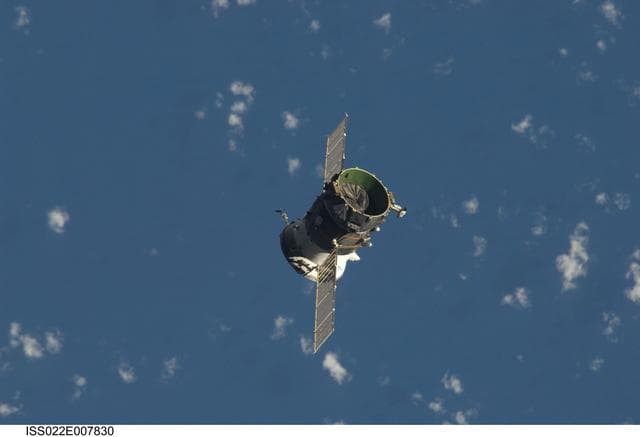 NASA image: Propulsion Compartment of the Poisk MRM2 departs from the ISS