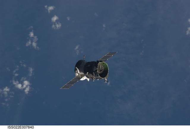 NASA image: Propulsion Compartment of the Poisk MRM2 departs from the ISS