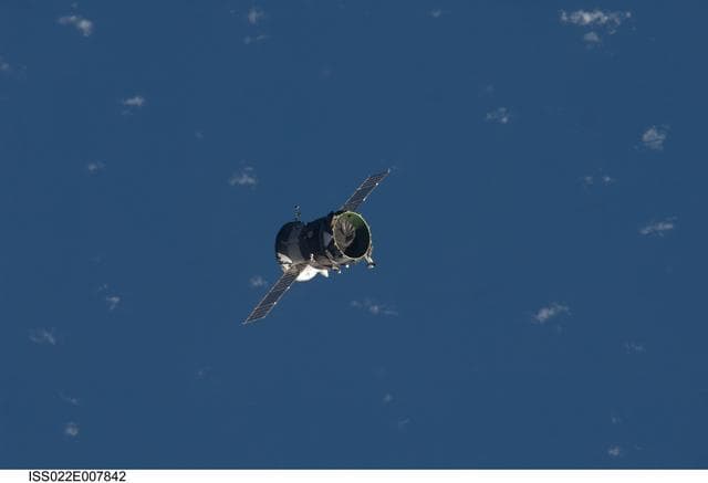 NASA image: Propulsion Compartment of the Poisk MRM2 departs from the ISS