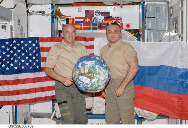 NASA image: Williams and Suraev in the Node 2 during Expedition 22
