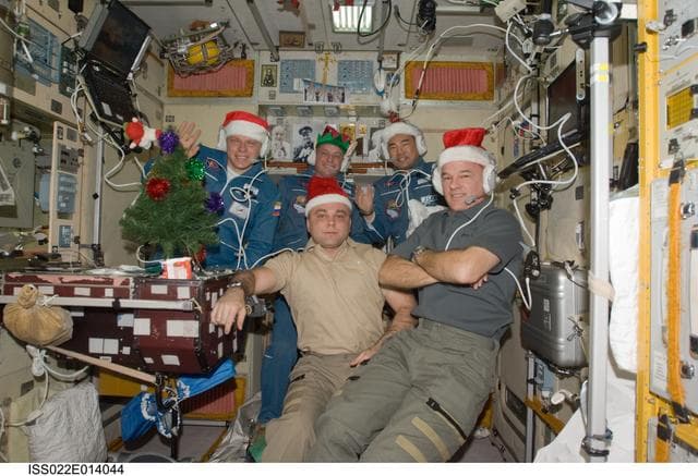 NASA image: Expedition 22 Crewmembers in the SM during Expedition 22