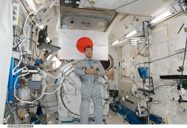 NASA image: Noguchi during teleconference call in the JPM during Expedition 22