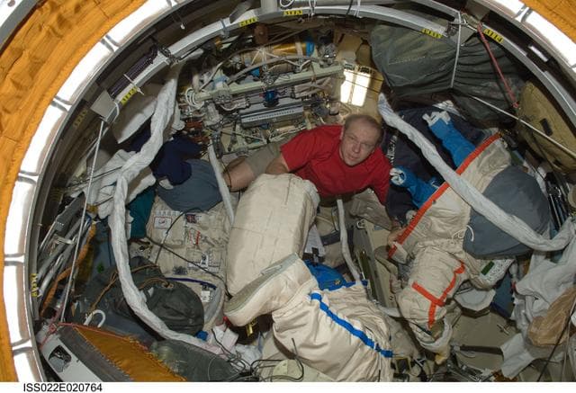 NASA image: Kotov in the Pirs DC-1 during Expedition 22