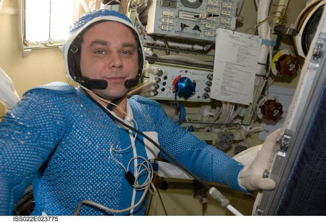 NASA image: Suraev wears LCVG in the Pirs DC-1 during Expedition 22