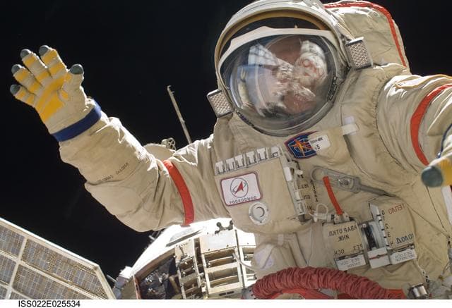 NASA image: Kotov works to setup the Mini-Research Module 2 (MRM2) during EVA 24