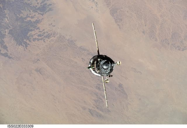 NASA image: Soyuz TMA-16 Spacecraft during Relocation