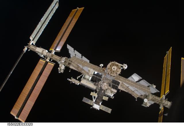 NASA image: ISS during relocation of Soyuz TMA-16 Spacecraft during Expedition 22