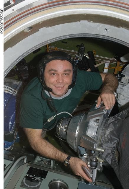 NASA image: Suraev works in the Pirs Docking Compartment 1 (DC 1) during Expedition 22