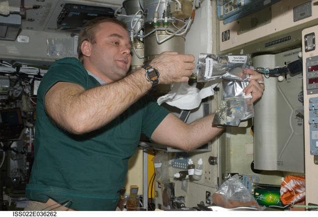 NASA image: Suraev in the SM during Expedition 22