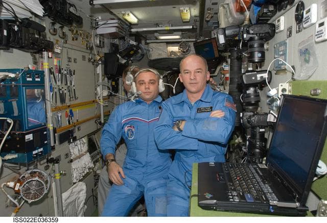 NASA image: Expedition 22 Crewmembers in the SM during Expedition 22