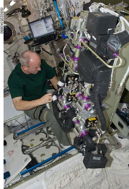 NASA image: Williams works on the CDRA IFM in the JPM during Expedition 22