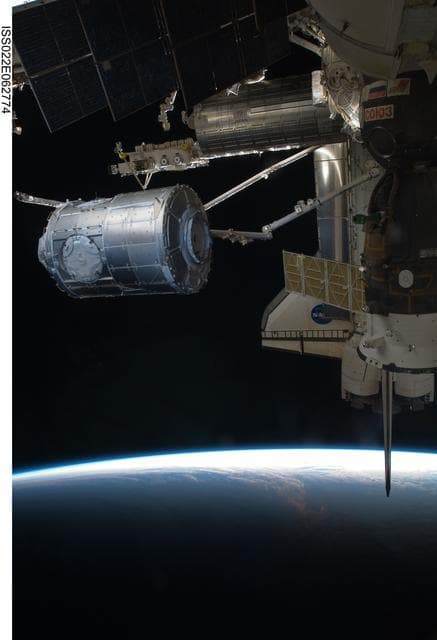 NASA image: Node 3 Grappled to the SSRMS during Expedition 22