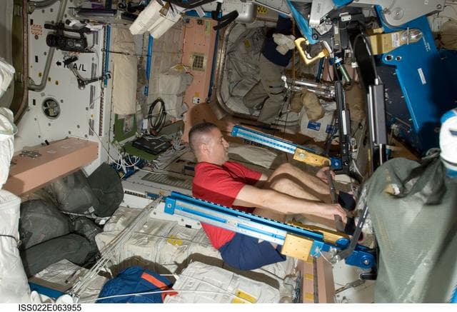 NASA image: Zamka uses ARED during STS-130/Expedition 22