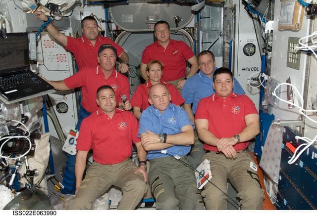 NASA image: Expedition 22 and STS-130 Crewmembers in the Node 2
