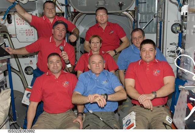 NASA image: Expedition 22 and STS-130 Crewmembers in the Node 2