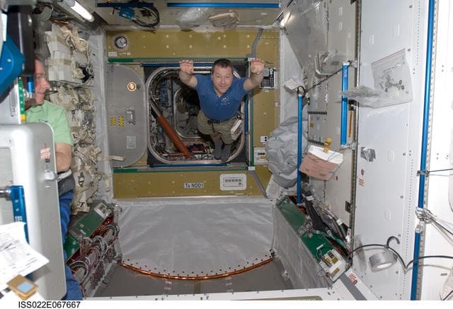 NASA image: Patrick and Robinson in the Node 3 during Joint Operations